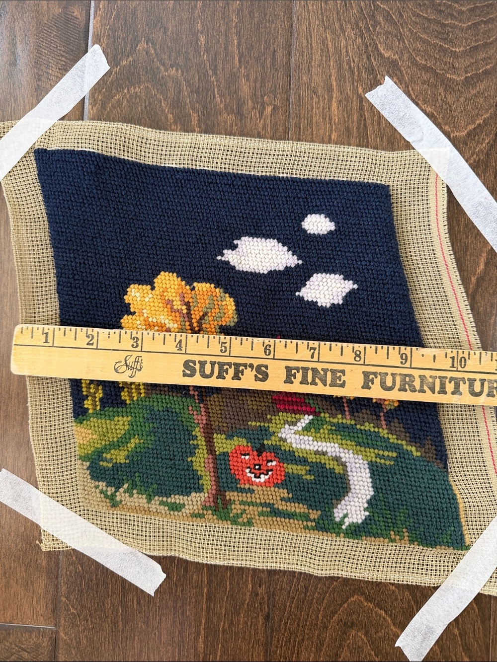 Completed Needlepoint - Fall scene with pumpkin - Picture 5 of 8
